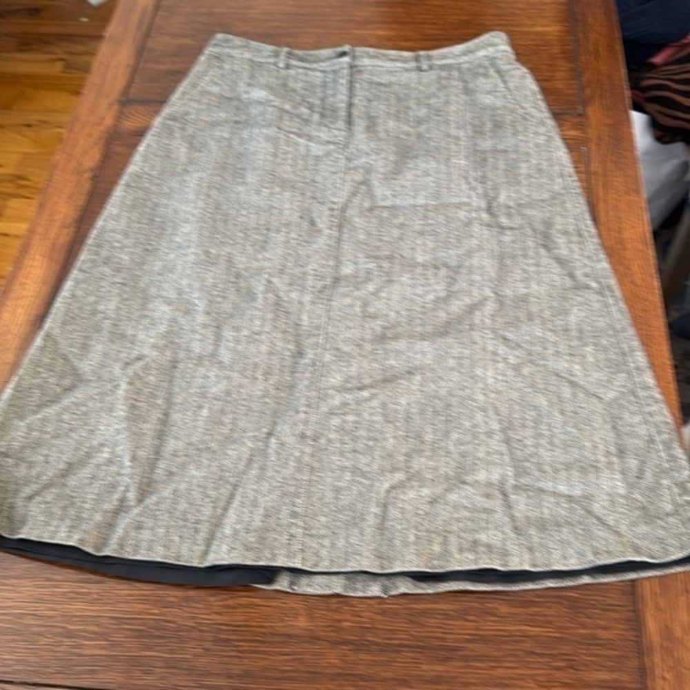 LL Bean vintage gray and black herringbone A line  tweed skirt size 12